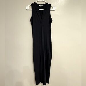 LEALLO Heathered charcoal cotton sleeveless knit popover tshirt midi dress Sz XS